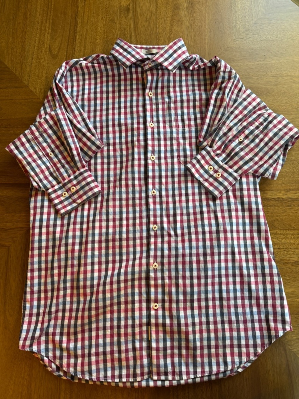 Peter Millar Mens Large Long Sleeve Shirt Gingham Button Down Single Pocket
